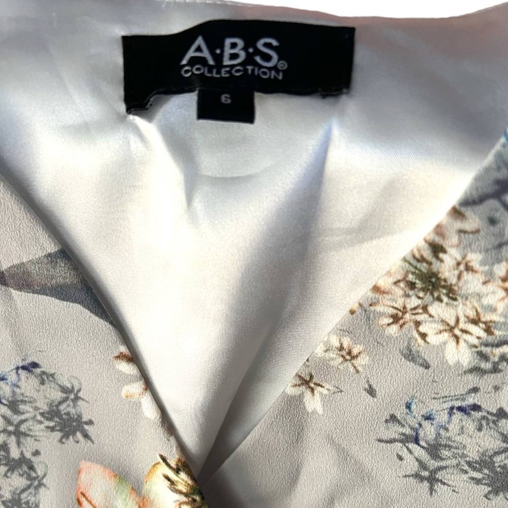 A.B.S. COLLECTION | BLUE FLORAL FUAX WRAP DRESS - Picture 11 of 12